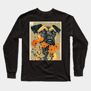 Boxer Flowers Photo Art Design For Dog Onwer Long Sleeve T-Shirt